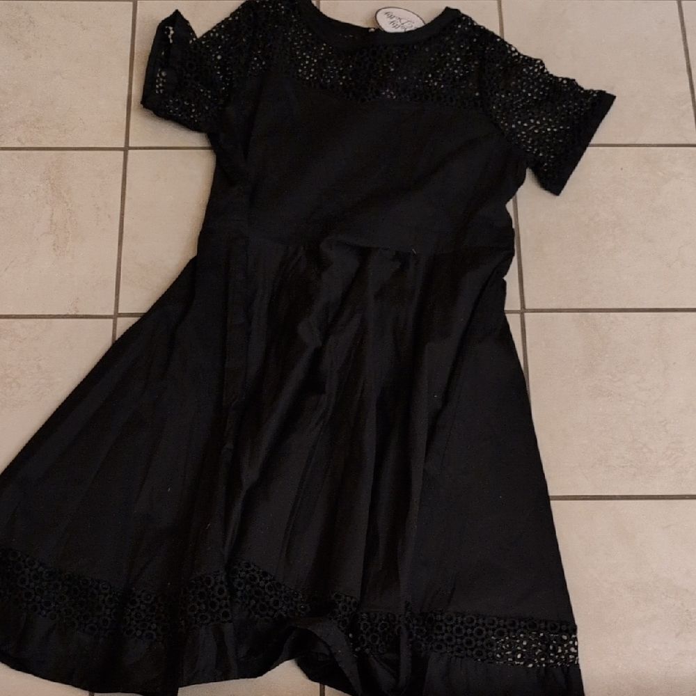 NWT Dolly And Dotty Tess Sleeved Formal Lace Midi Dress Black A-Line Retro Sz 22 - Picture 2 of 16